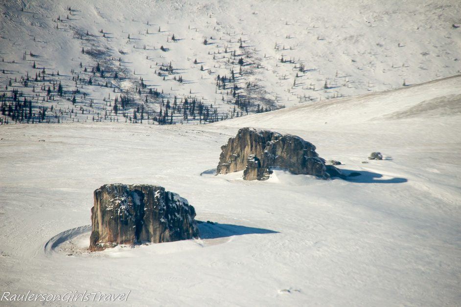 Erratic Glacier Rocks growing on top of Alaskan White Mountains