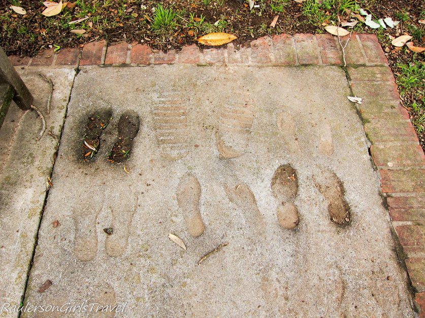 imprints of students following Alan B. Shepard's foot prints