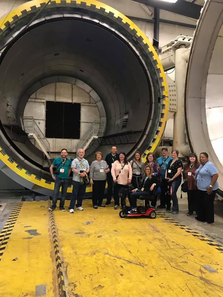 Pre-BEX tour group in front of Autoclave in Advanced Manufacturing Center