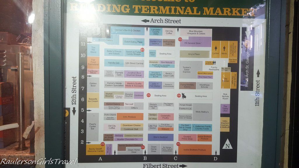 Map of Vendors in Reading Terminal market in Philadelphia
