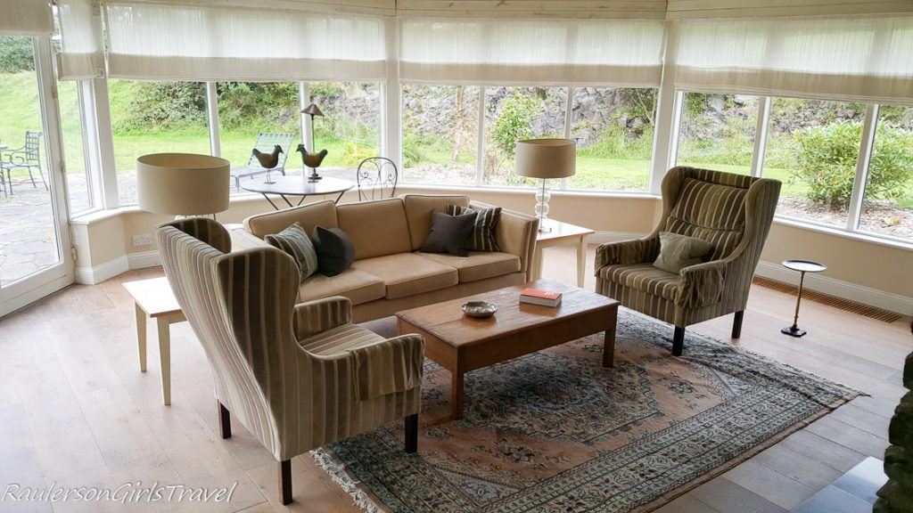 Living room in Marianne's Cottage at Sheen Falls Lodge