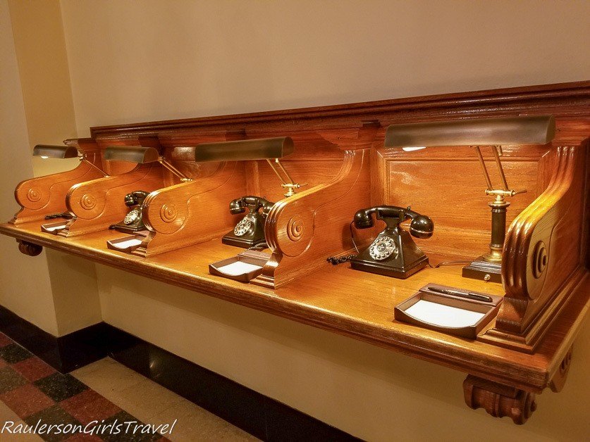 Bank of phones at the Peabody Hotel