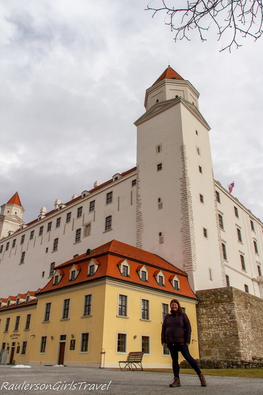 Heather in front of Bratislava Castle
