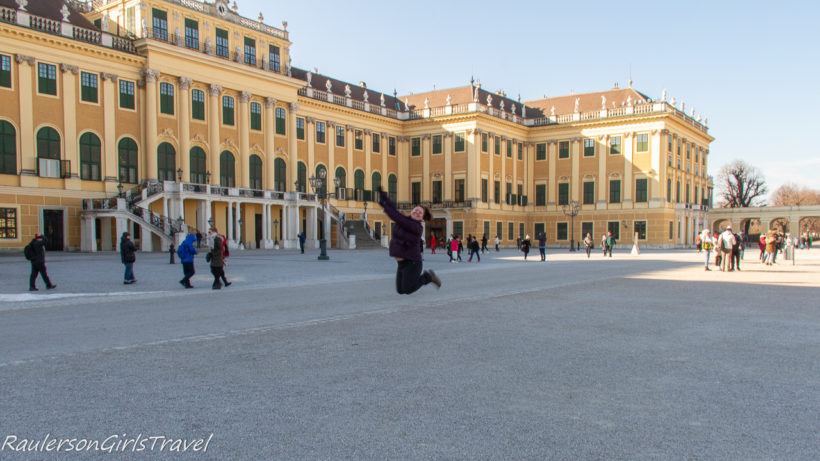 Heather jumping at Schönbrunn Palace