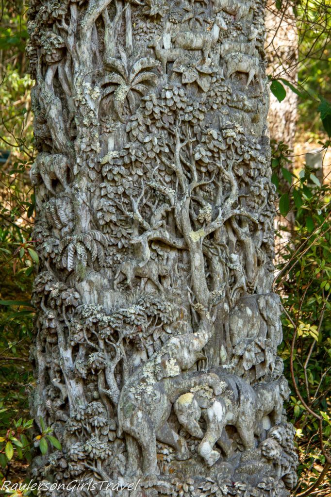 Decorative carved tree trunk