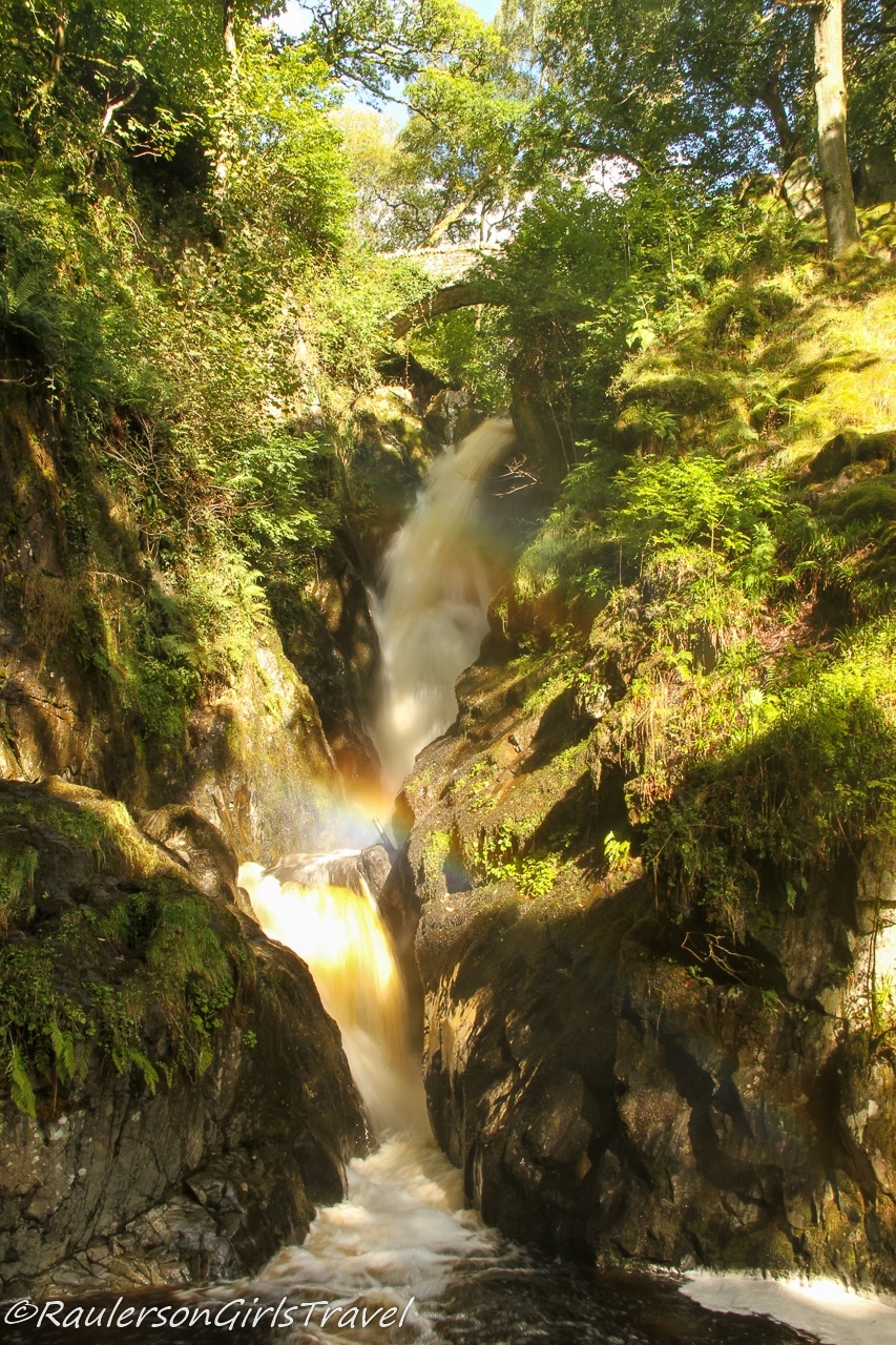 Slow shutter speed of Aria Force waterfall and rainbow