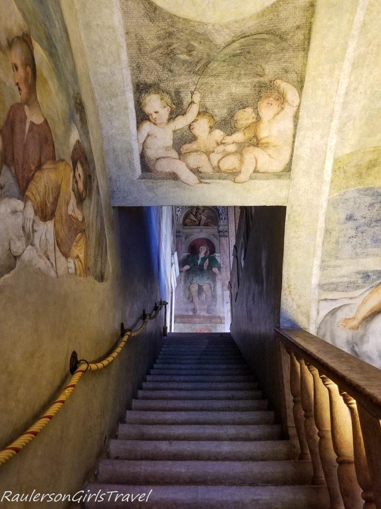 Frescoes painted in the stairway in Magno Palazzo