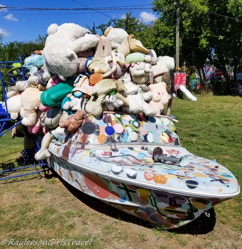 Pile of Stuffed Animals in Boat at the Heidelberg Project