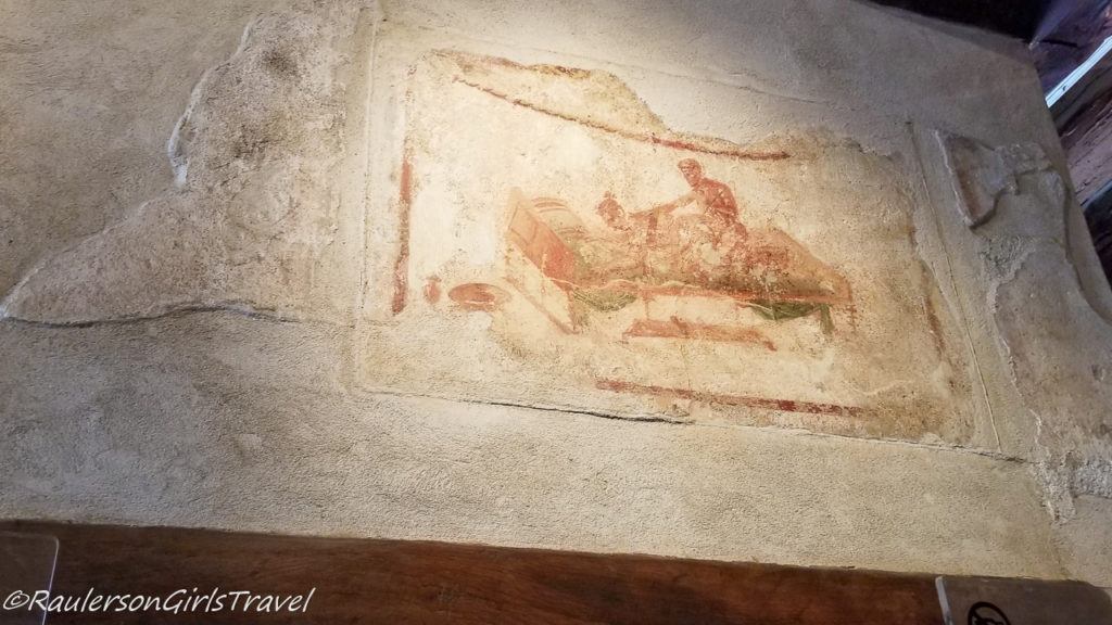 Drawings on Walls in Lupanare - brothel in Pompeii