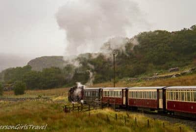 Train going through Snowdonia National Park