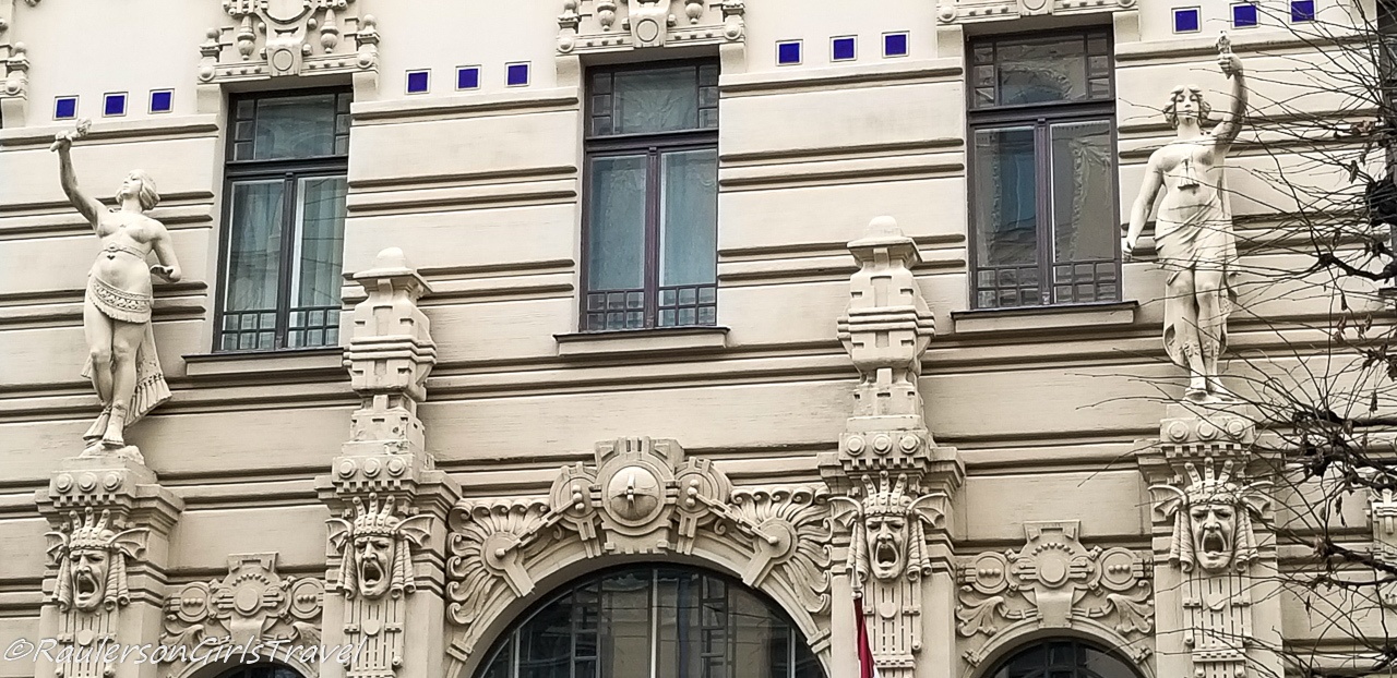 Art Nouveau designs on buildings in Riga