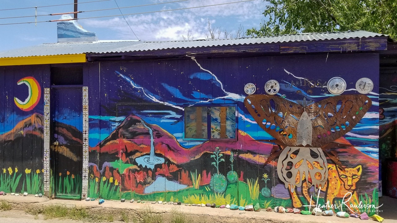 Mountain scene street art in Naco, Mexico