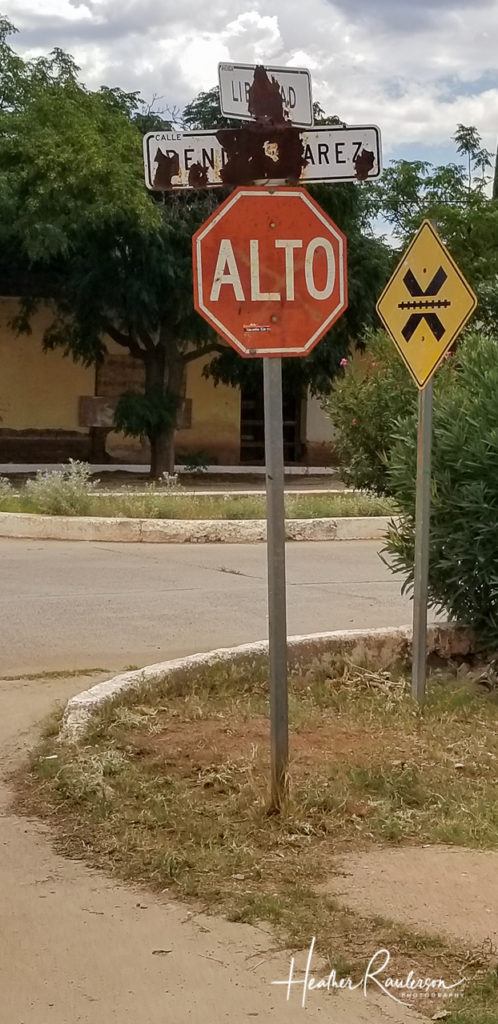 Stop sign in Naco, Mexico
