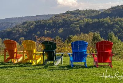 Adirondack chairs at the Vermont Visitor center