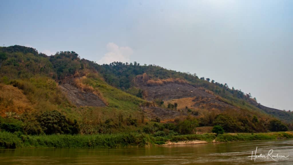 Burnt landscape along the Mekong River