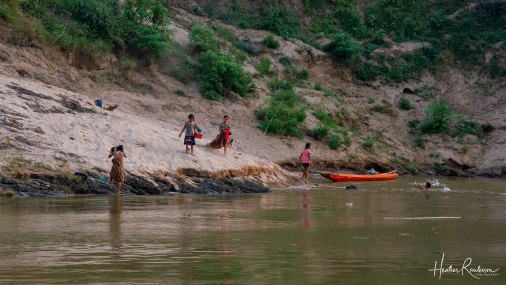 Bathing in the Mekong River