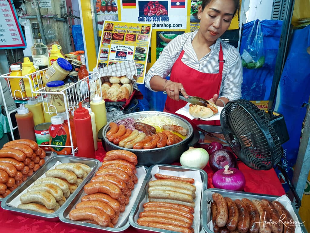 Selling Sausage at the Luang Prabang Night Market