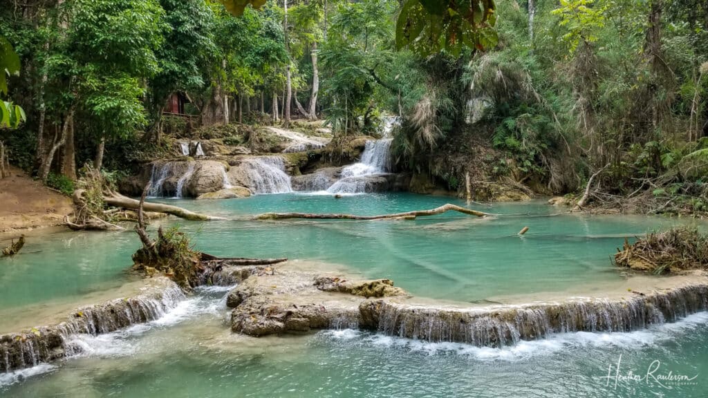 Clear blue waterfalls at Kuang Si