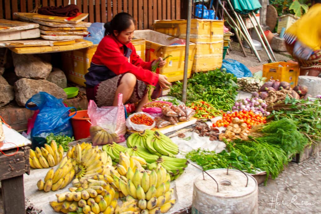 Lady selling food at the Luang Prabang Night Market