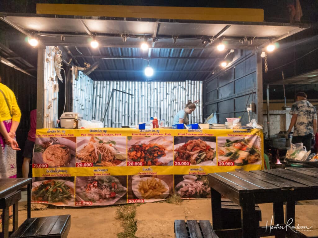 Food stall at the Night Market in Vang Vieng