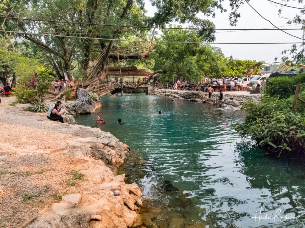 Swimming in the blue Lagoon in Vang Vieng