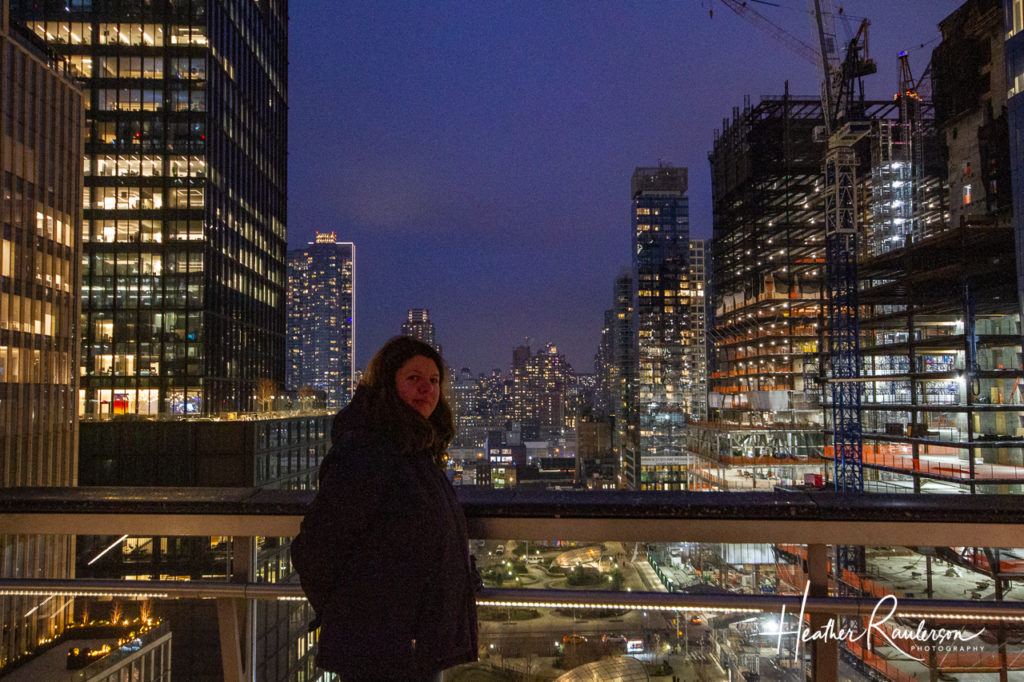 Heather on the Vessel at night in New York City