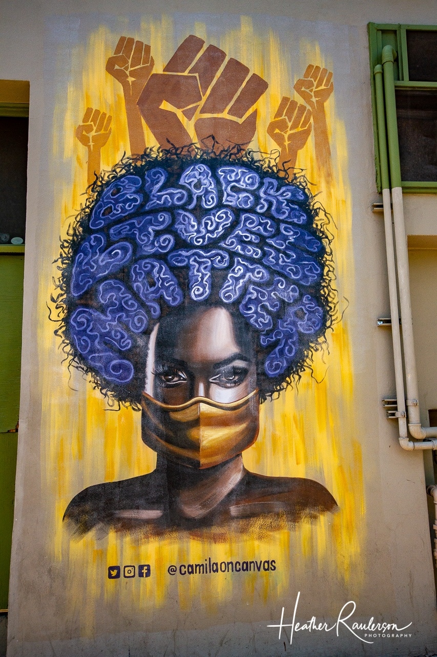 Black Lives Matter with Mask Street Art in Tucson, Arizona