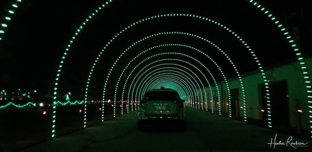 Green Tunnel of Lights at Wonderlight’s Christmas