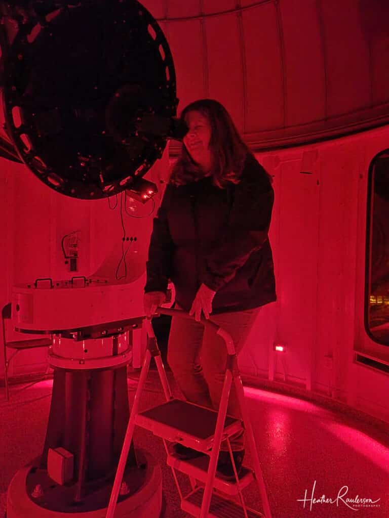 Heather looking at Neptune and Saturn at Lowell Observatory