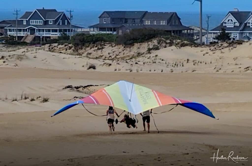 Heather hang gliding in Outer Banks