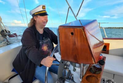 Heather sailing in the Outer Banks