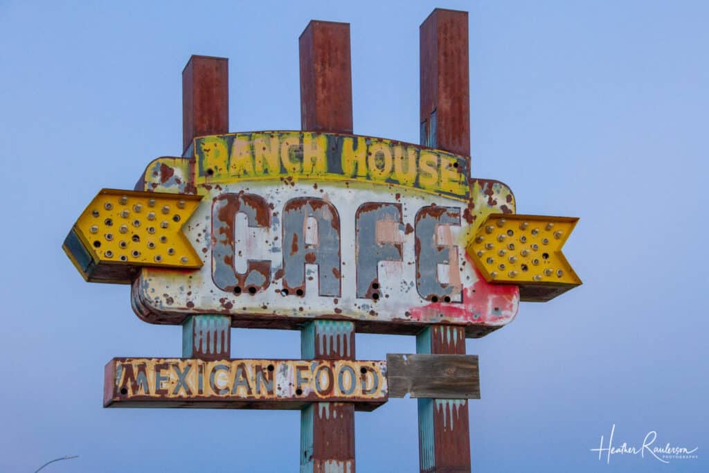 Vintage Ranch House Cafe Route 66 Sign in Tucumcari, New Mexico